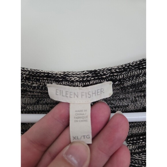 Eileen Fisher Black White Striped 100% Organic Linen Sweater Size XL - Picture 3 of 11